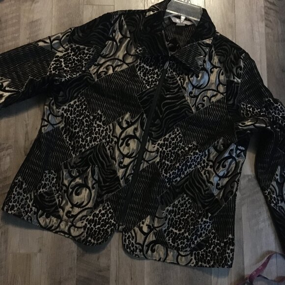 TanJay Gold and Black Patchwork Tiger Stripe & Leopard Spots Tapestry Jacket - Picture 12 of 16